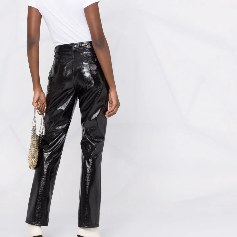 NWOT PHILOSOPHY DI LORENZO SERAFINI Crinkled Patent-faux Leather Straight Pant